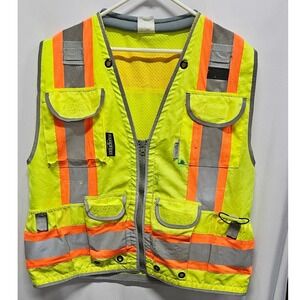 Radwear High Visibility Safety Vest Neon Yellow 3M Scotchlite Reflective Mesh L